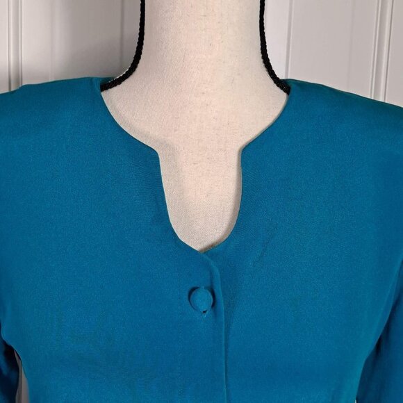 Adrianna Papell Size 4 100% Silk Turquoise Tunic/Jacket Button Front EUC - Picture 2 of 10